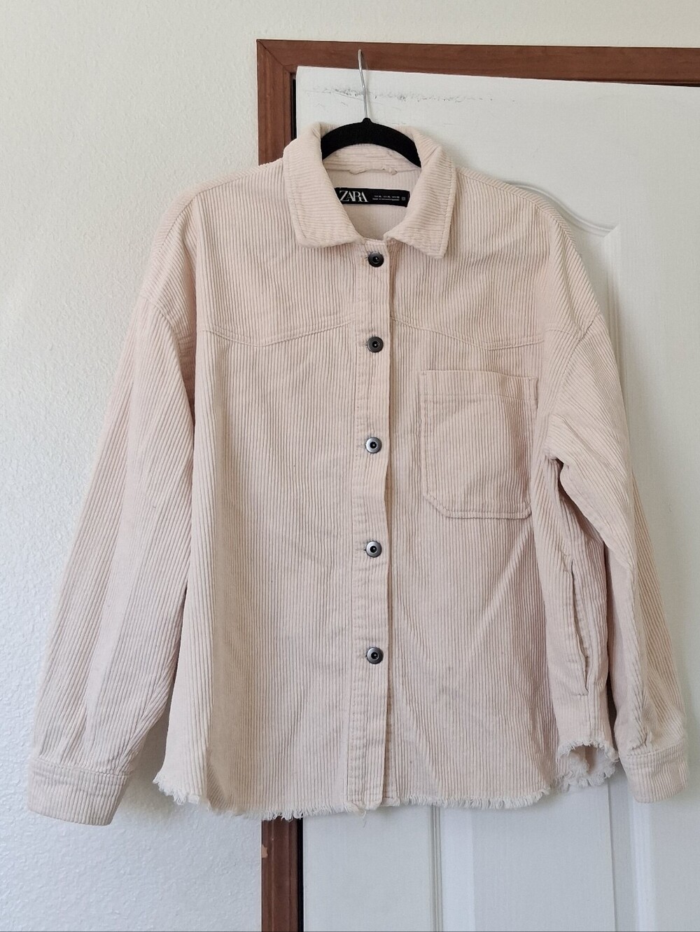 ZARA Cream Corduroy Shirt Jacket 100% Cotton, Oversized XL Button Up Grunge